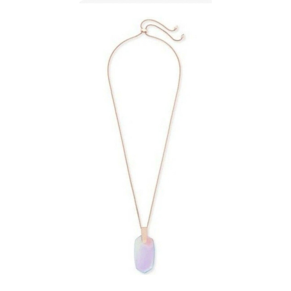 Kendra Scott Inez Necklace Rose Gold & Iridescent Dichroic Glass